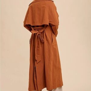 In Loom Trench coat jacket -‎ cotton linen blend -  S/M M/L pumpkin NWT **unisex